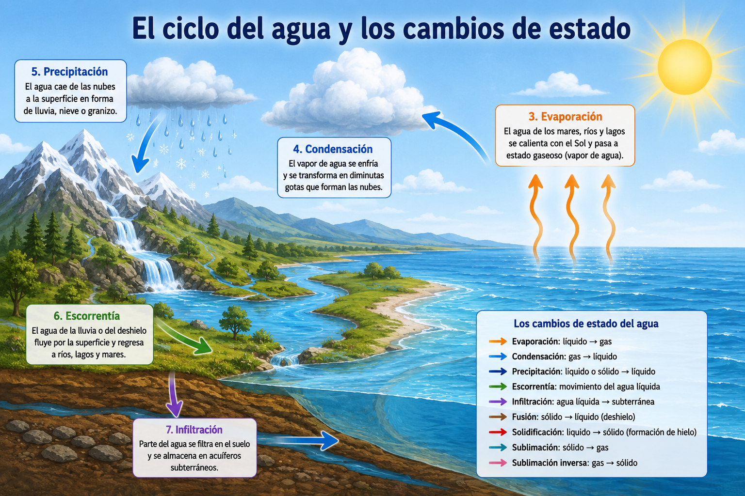El ciclo del agua y los cambios de estado