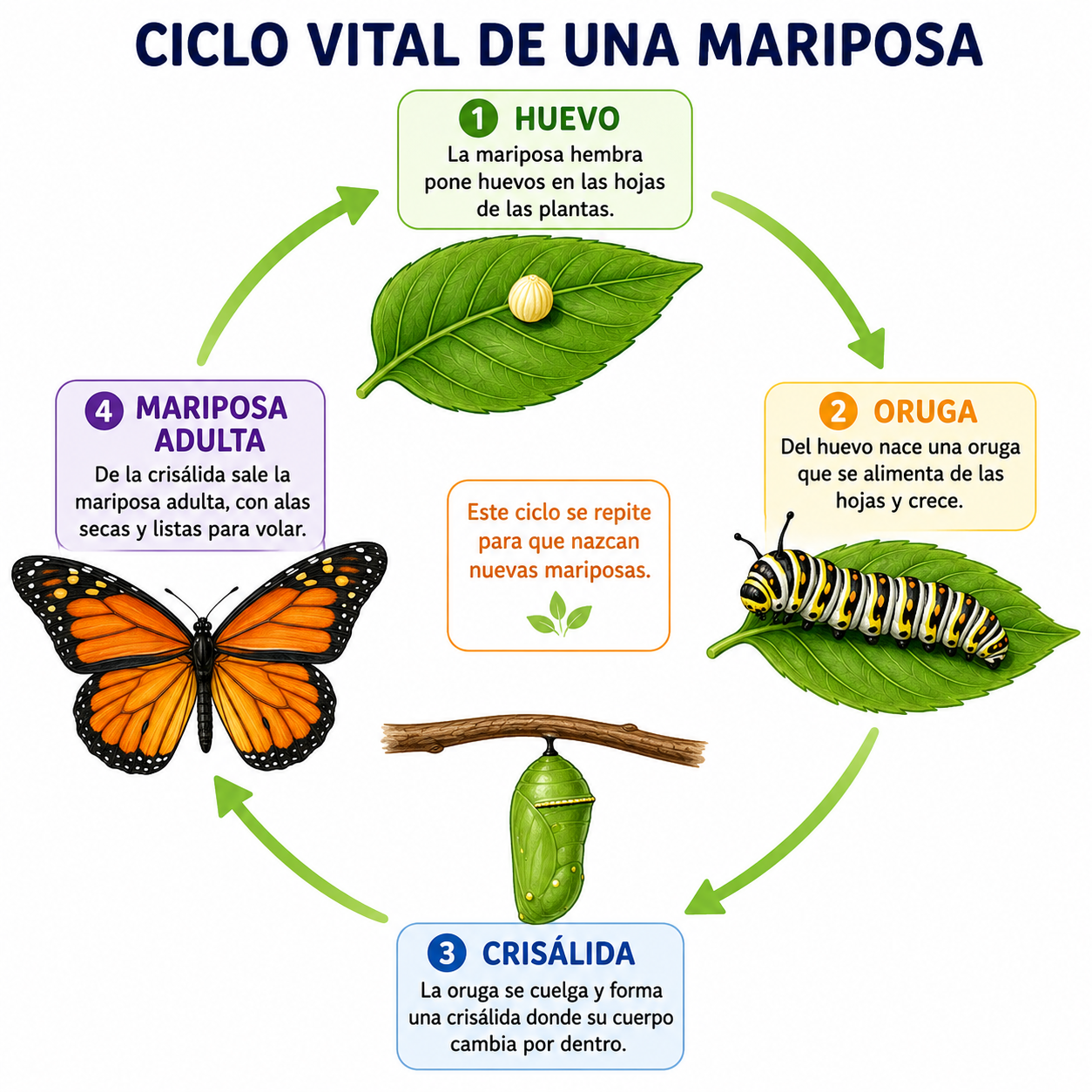 Ciclo vital de una mariposa