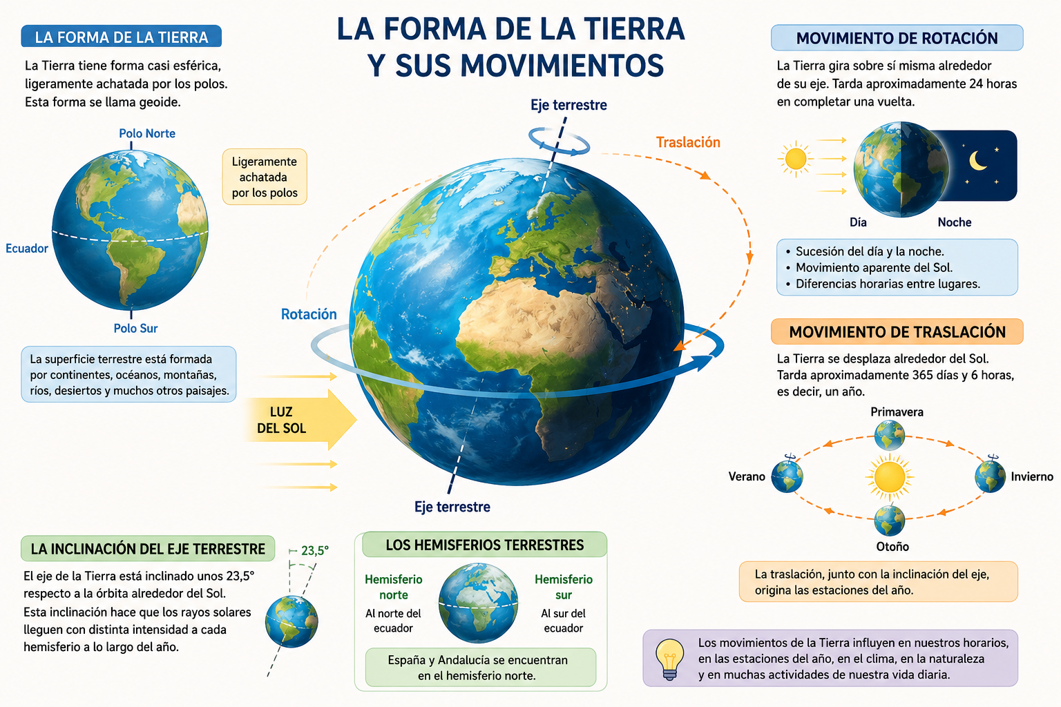La forma de la Tierra y sus movimientos