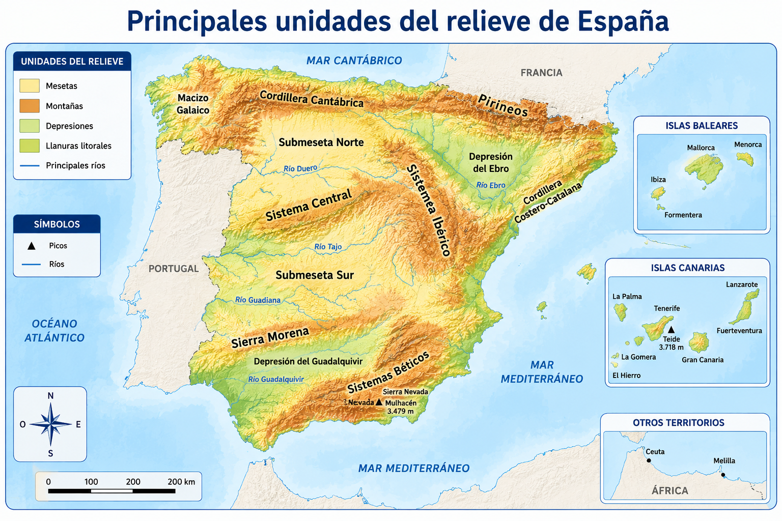 Principales unidades del relieve de España