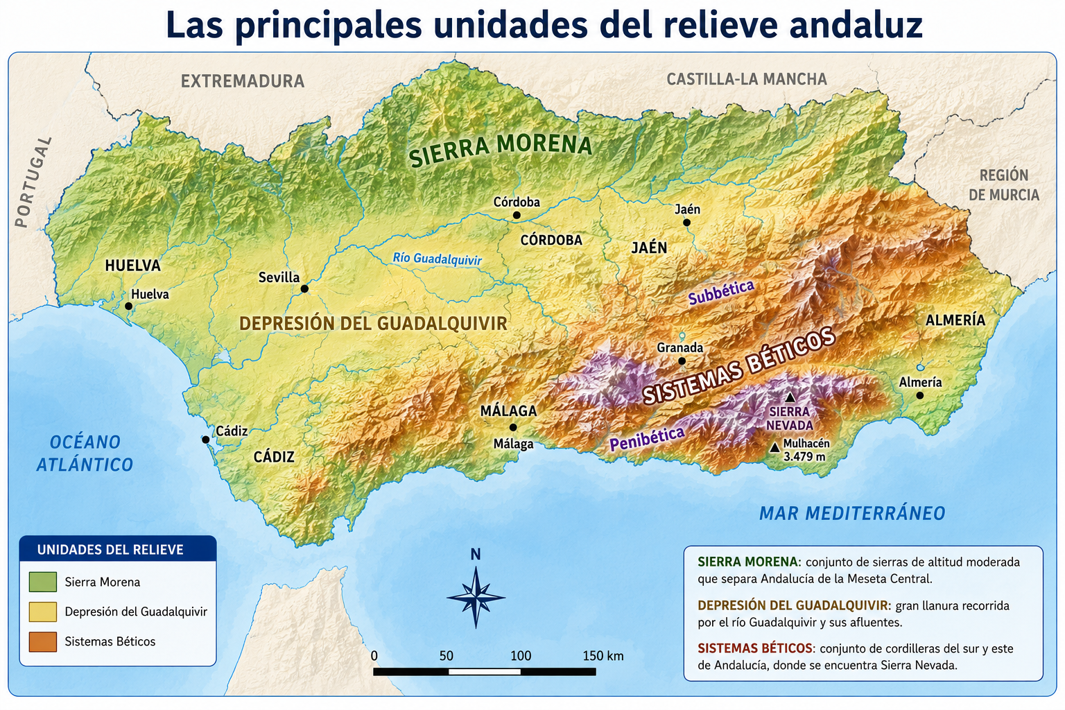 Las principales unidades del relieve andaluz